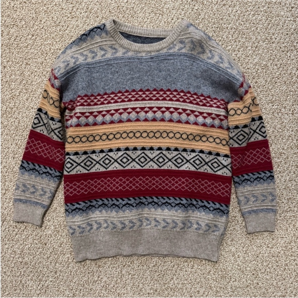 Red and Grey Patterned Sweater